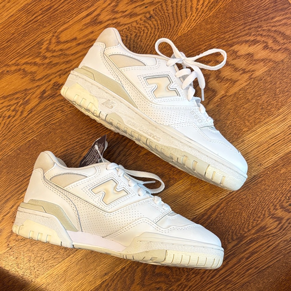 New Balance White Beige 550 Sneakers
